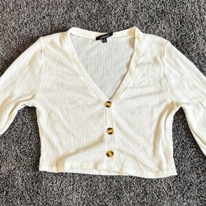 Cream Long Sleeve Cardigan with Buttons
